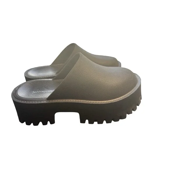 Jeffrey Campbell Shoes Womens 7 Clogge Platform Chunky Lugsole Mule Clogs Black - Picture 1 of 4